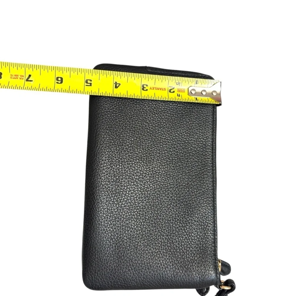 Coach black leather double pocket wristlet bag